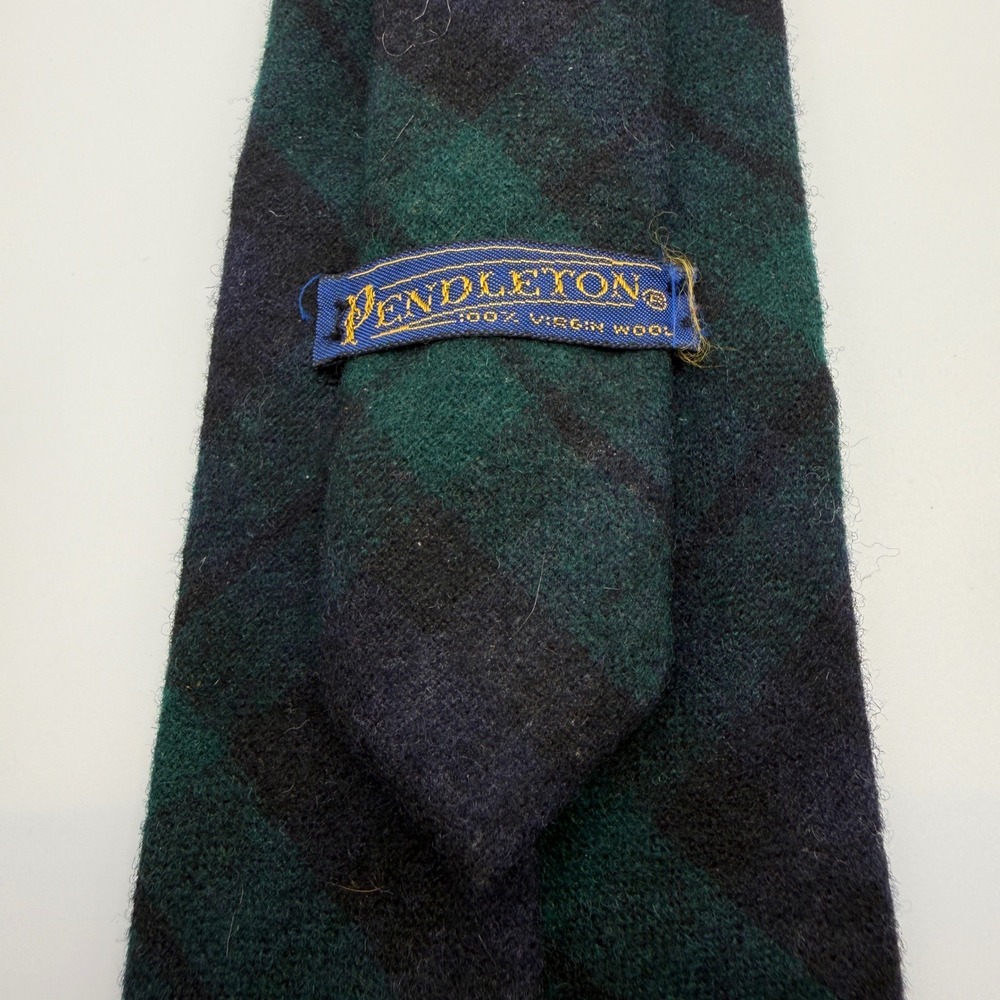 Pendleton Necktie Mens OS Green Black Watch Tartan Plaid 100% Virgin Wool Tie